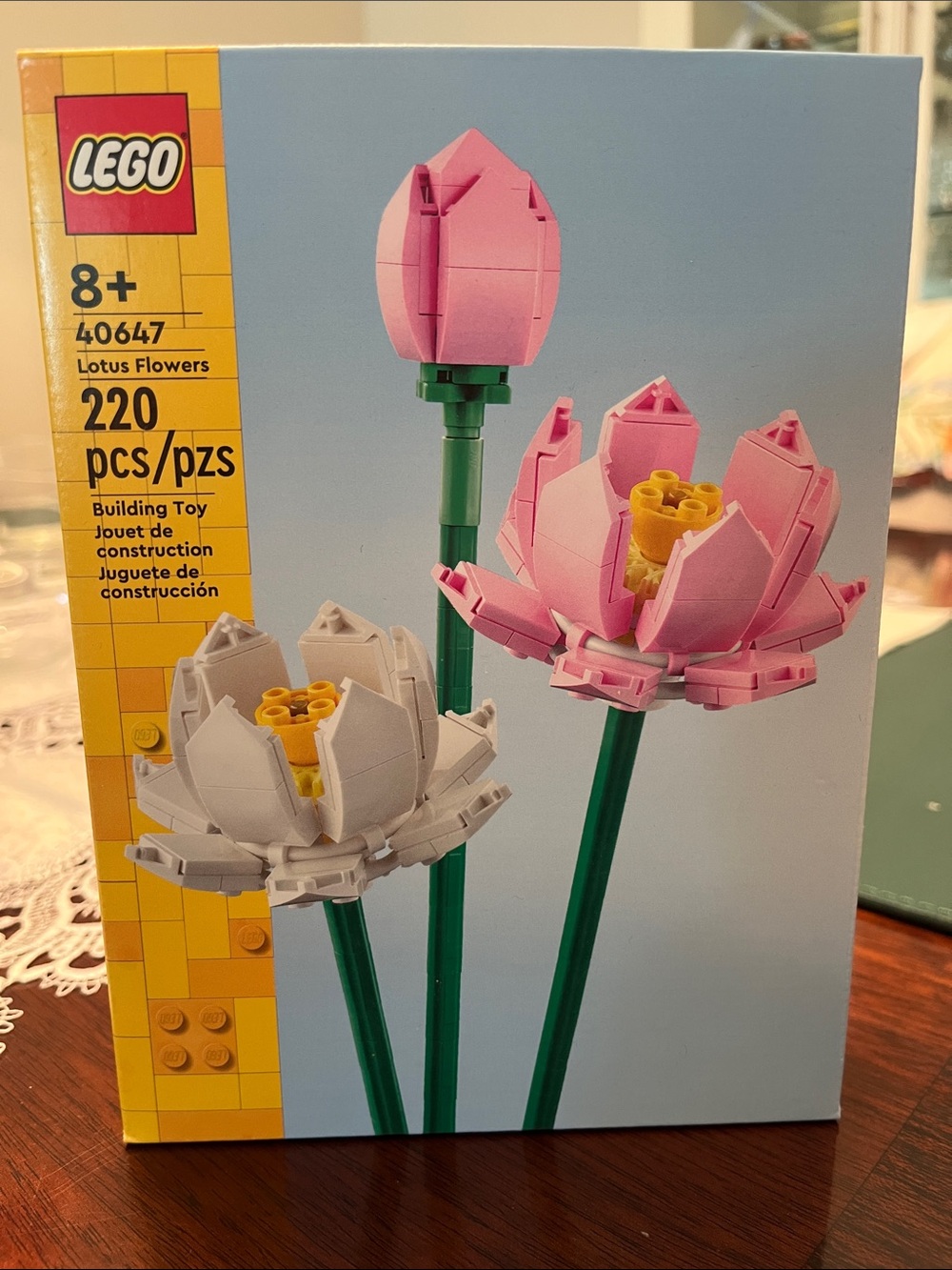 Lego Pink and White Lotus Flowers with Green Stems